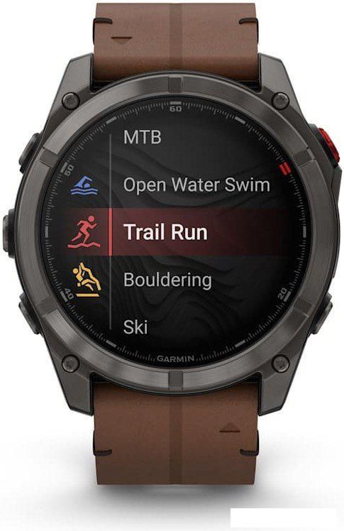 Умные часы Garmin Fenix 8 Pro 51 мм (карбоновый серый, коричневый кожаный ремешок)