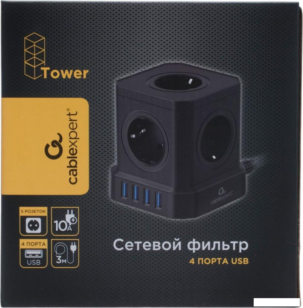 Сетевой фильтр Cablexpert TWR-5-U4-B-3