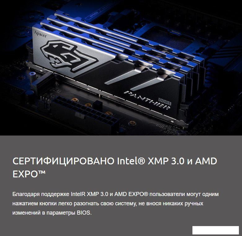 Оперативная память Apacer Panther 2x16ГБ DDR5 5200 МГц AH5U32G52C5227BAA-2