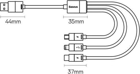 Кабель Baseus StarSpeed 1-for-3 Fast Charging Data Cable (1.2 м, черный)