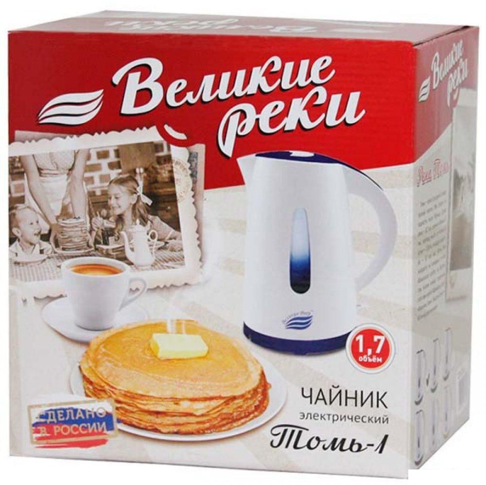 Электрический чайник Великие Реки Томь-1 (белый/синий)