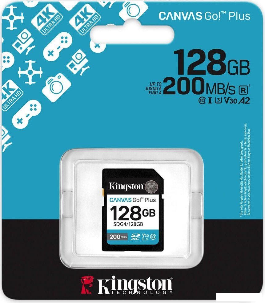 Карта памяти Kingston Canvas Go! Plus SDXC 128GB SDG4/128GB