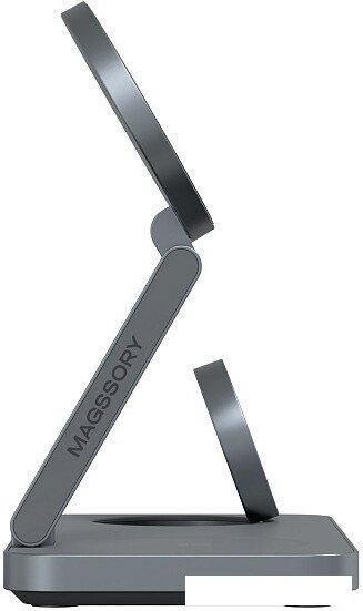 Беспроводное зарядное Magssory Yoga 3 в 1 Charging Station для Apple Qi2 WCH016m (темно-серый)