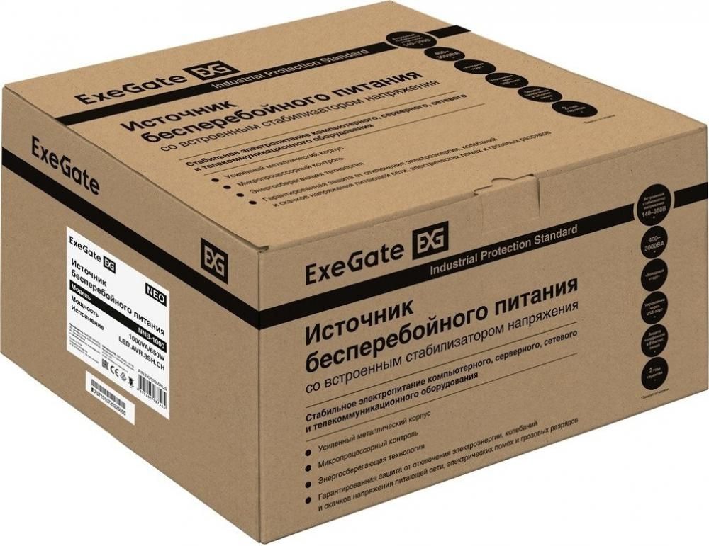 Источник бесперебойного питания ExeGate Neo NNB-1000.LED.AVR.8SH.CH EX293855RUS