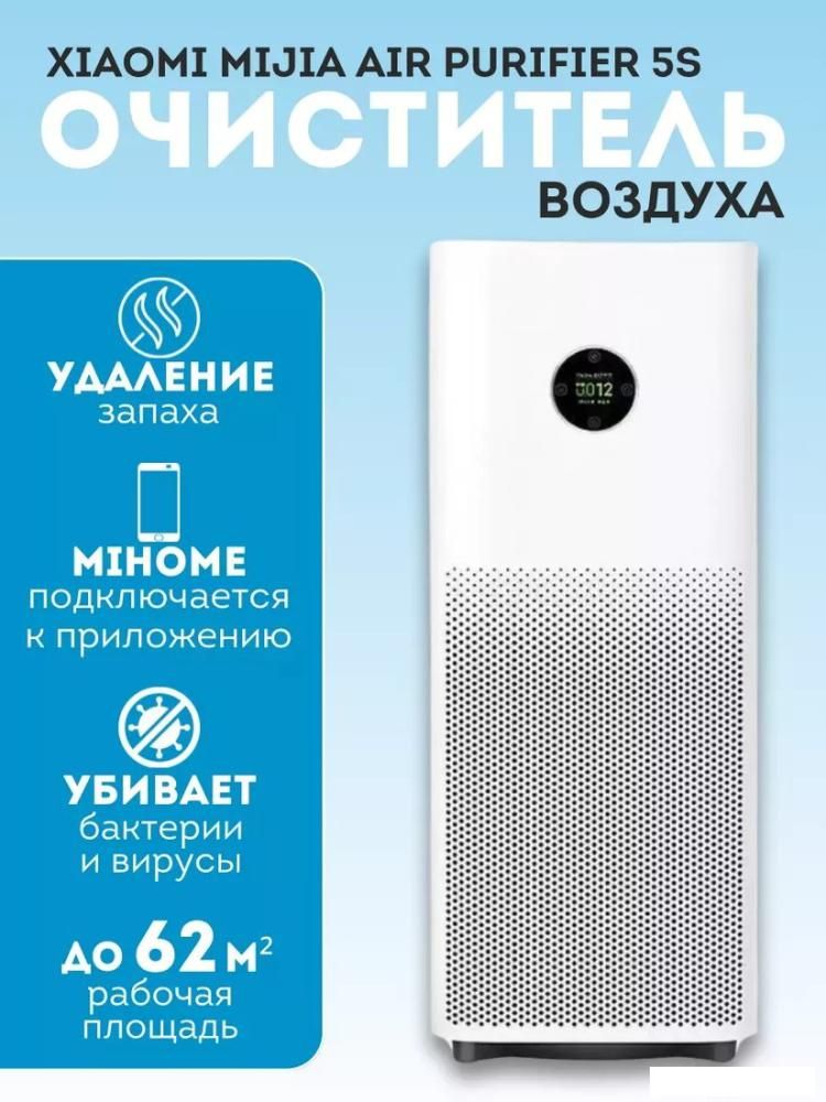 Очиститель воздуха Xiaomi Mijia Air Purifier 5S AC-M24-SC (с переходником на евровилку)