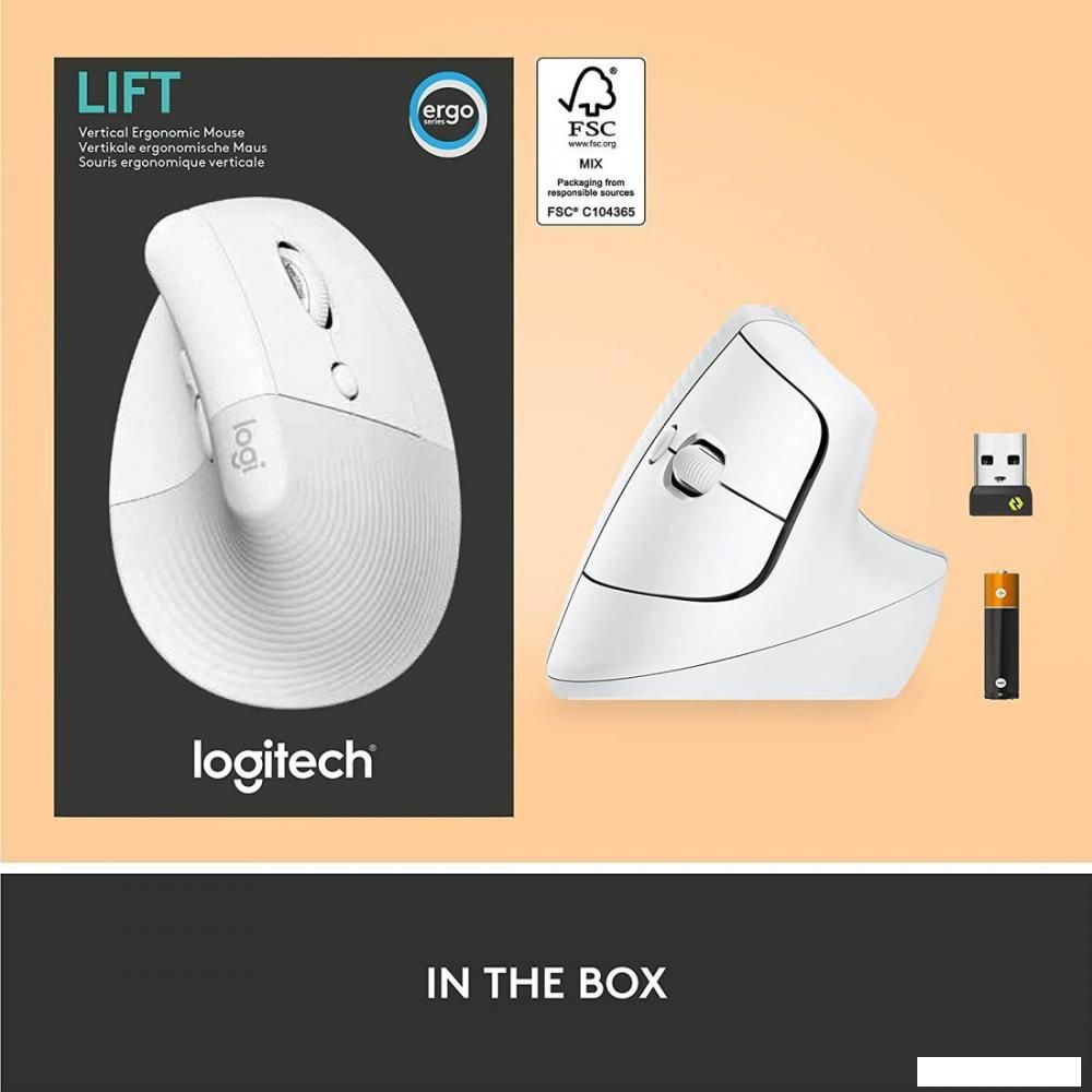 Вертикальная мышь Logitech Lift (белый)