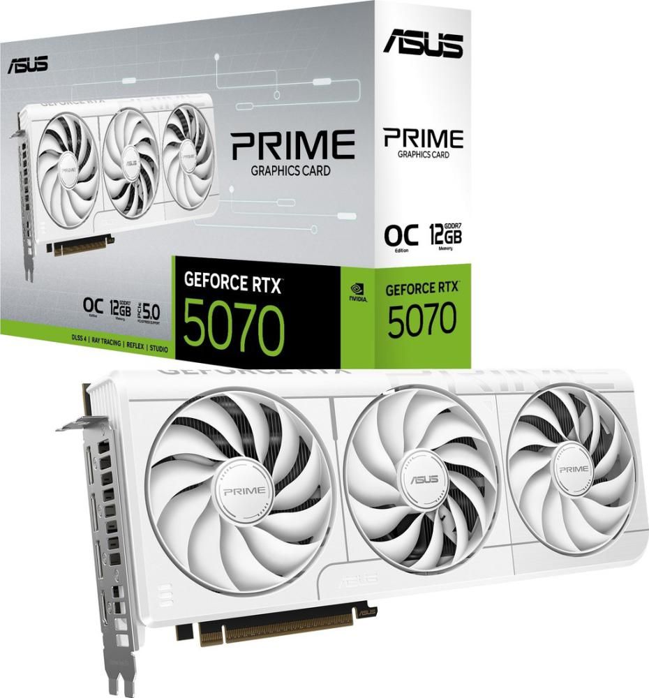 Видеокарта ASUS Prime GeForce RTX 5070 12GB GDDR7 White OC Edition PRIME-RTX5070-O12G-WHITE