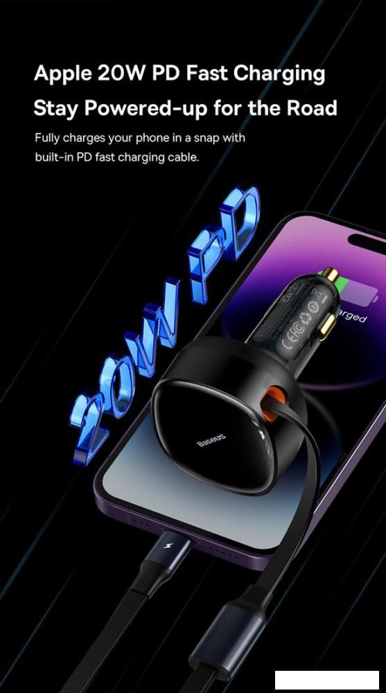 Автомобильное зарядное Baseus Enjoyment Pro 2-in-1 Car Charger C+L 60W C00057802111-00