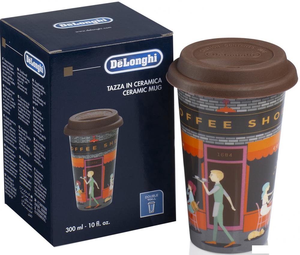Термосы, термокружки и многоразовые стаканы DeLonghi Coffee Shop DLSC066 300мл (серый/коричневый)