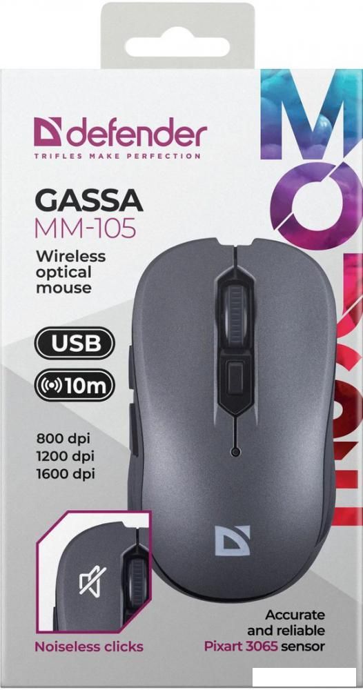 Мышь Defender Gassa MM-105 (серый)