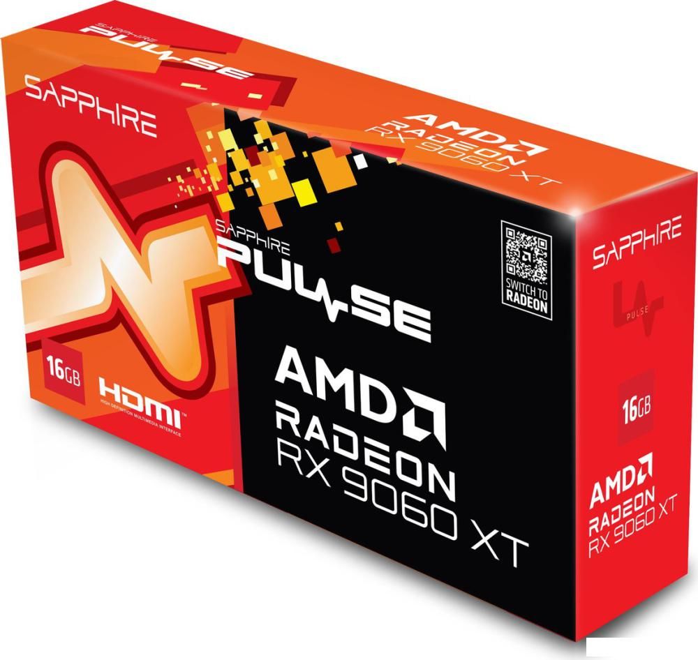 Видеокарта Sapphire Pulse Radeon RX 9060 XT 16GB 11350-03-20G