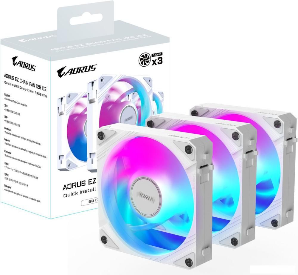 Комплект вентиляторов для корпуса Gigabyte Aorus EZ Chain Fan 120 Ice 3-Pack