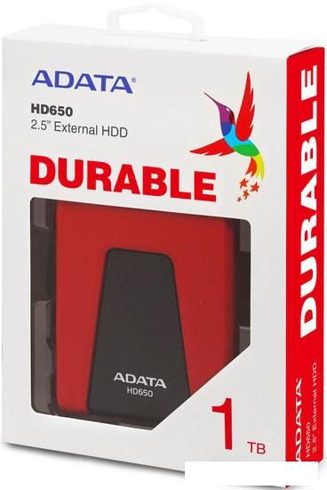 Внешний накопитель ADATA DashDrive Durable HD650 AHD650-1TU31-CRD 1TB (красный)