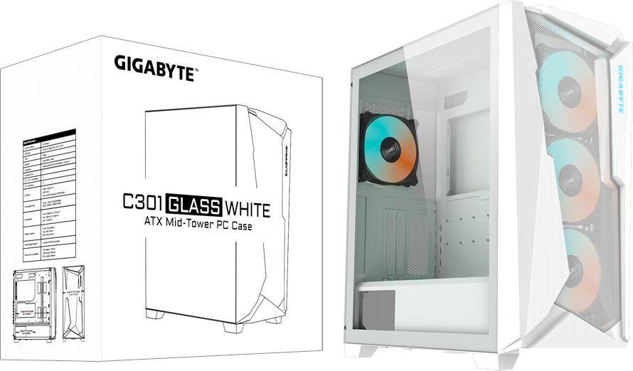 Корпус Gigabyte C301 Glass (белый)