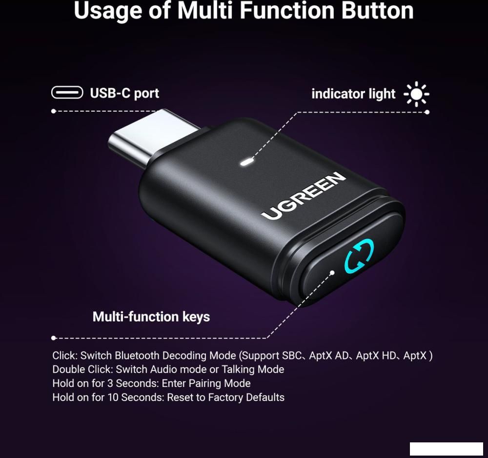 Bluetooth адаптер Ugreen BT501 45008
