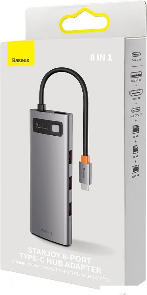 USB-хаб  Baseus Metal Gleam Series 4-Port USB-A Hub WKWG070013