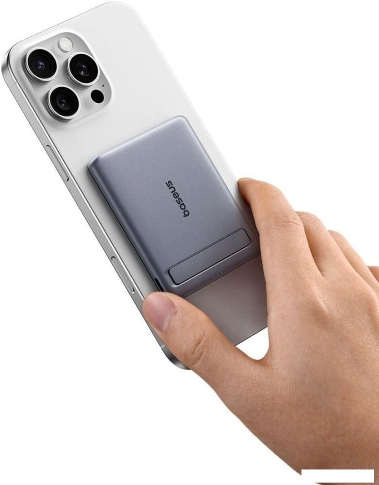 Внешний аккумулятор Baseus PicoGo AM31 Mini Magnetic Power Bank with Stand 20W 5000mAh (серый)