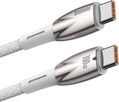 Кабель Baseus Glimmer Series Fast Charging Data Cable USB Type-C - Type-C 100W CADH000702 (1 м, белый)