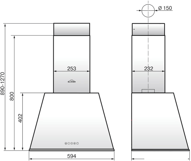 Вытяжки Elikor Гамма 60П-650-Э3Д (антрацит/серебро) (946118)