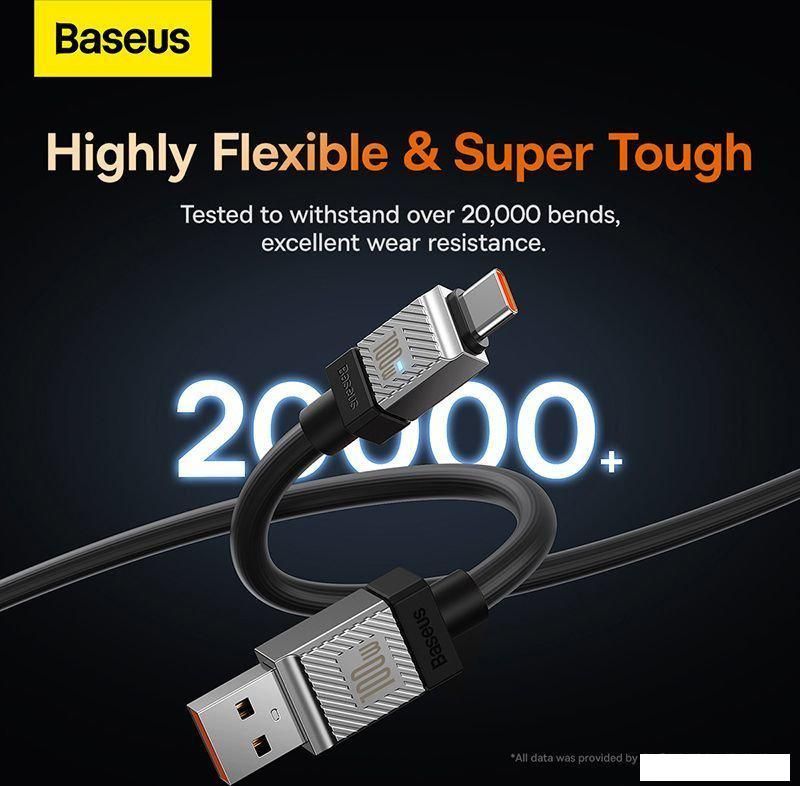Кабель Baseus CoolPlay Series USB Type-A - USB Type-C (1 м, черный)