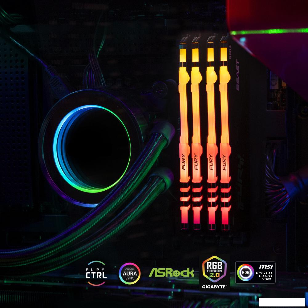 Оперативная память Kingston FURY Beast RGB 2x32ГБ DDR4 3200 МГц KF432C16BB2AK2/64