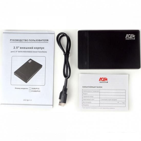 Бокс для накопителей 2.5" AgeStar 31UB2P3C (черный)