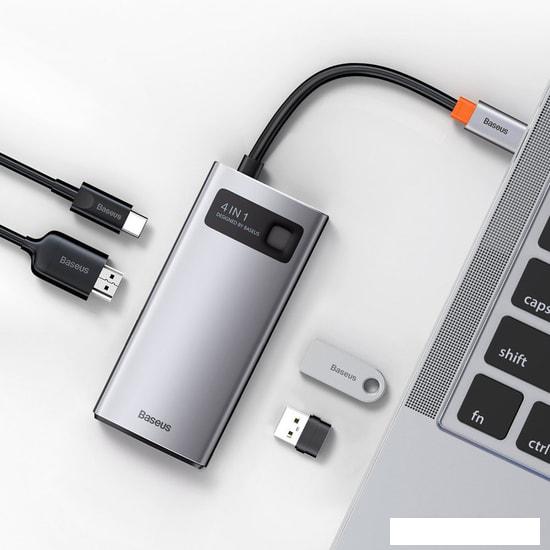 Док-станция Baseus Metal Gleam Series 4 in 1 Multifunctional Type-C CAHUB-CY0G