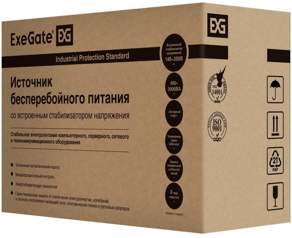 Источник бесперебойного питания ExeGate SpecialPro Smart LLB-600.LCD.AVR.2SH.RJ.USB EP285580RUS