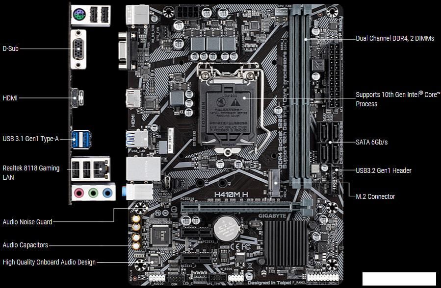 Материнская плата Gigabyte H410M H (rev. 1.0)
