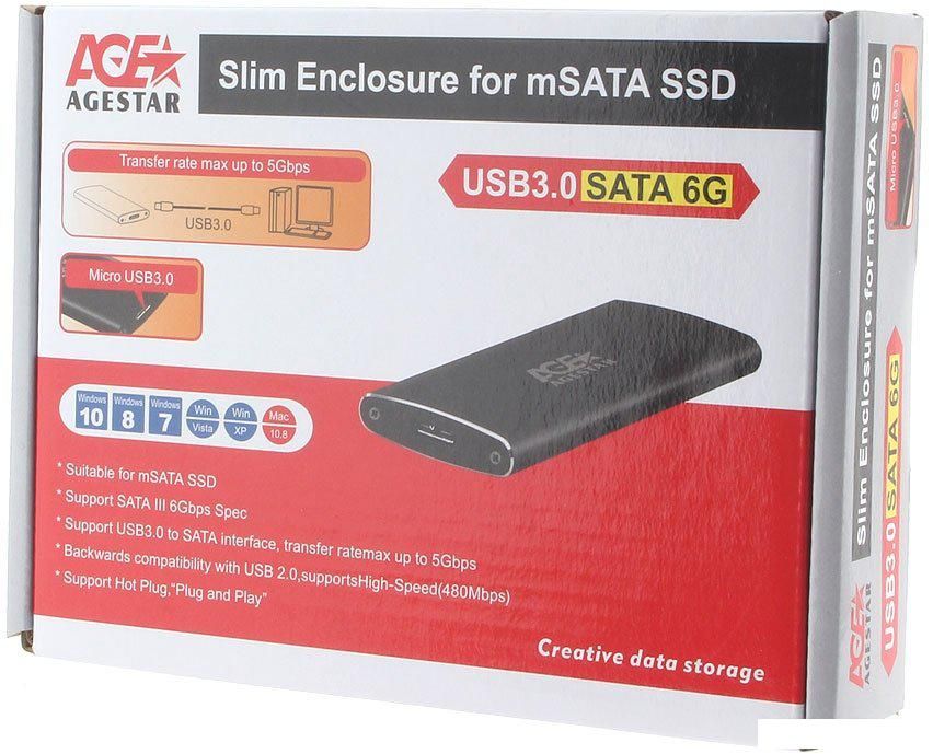 Бокс для накопителей mSATA AgeStar 3UBMS2