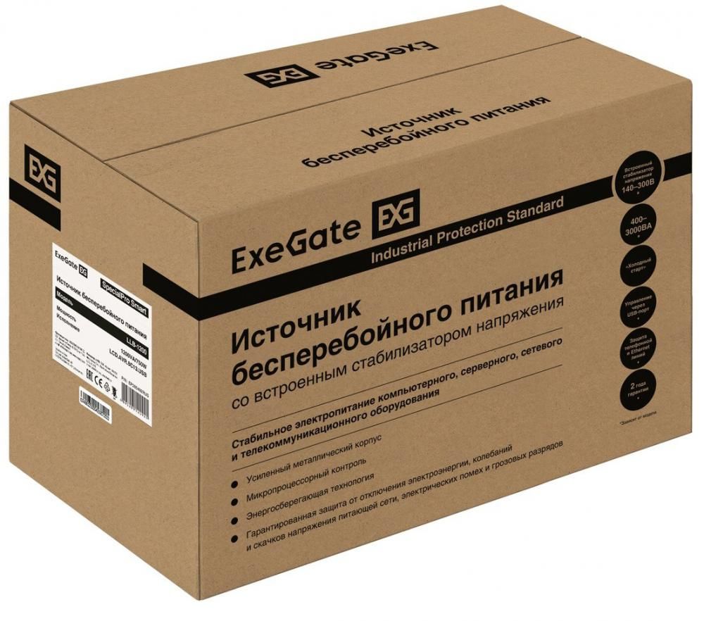 Источник бесперебойного питания ExeGate SpecialPro Smart LLB-1200.LCD.AVR.C13.RJ.USB