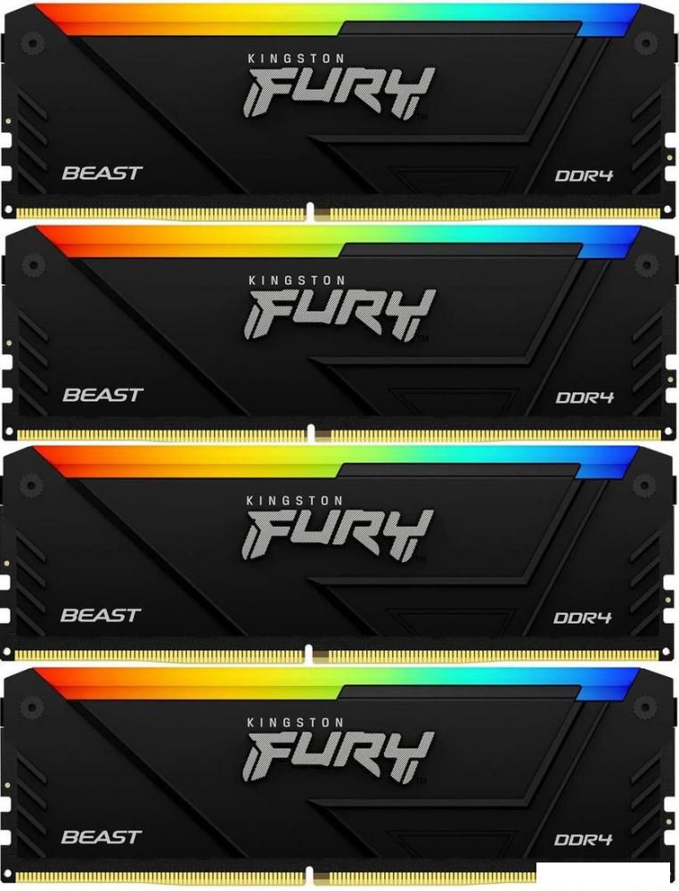 Оперативная память Kingston FURY Beast RGB 4x8ГБ DDR4 3200 МГц KF432C16BB2AK4/32