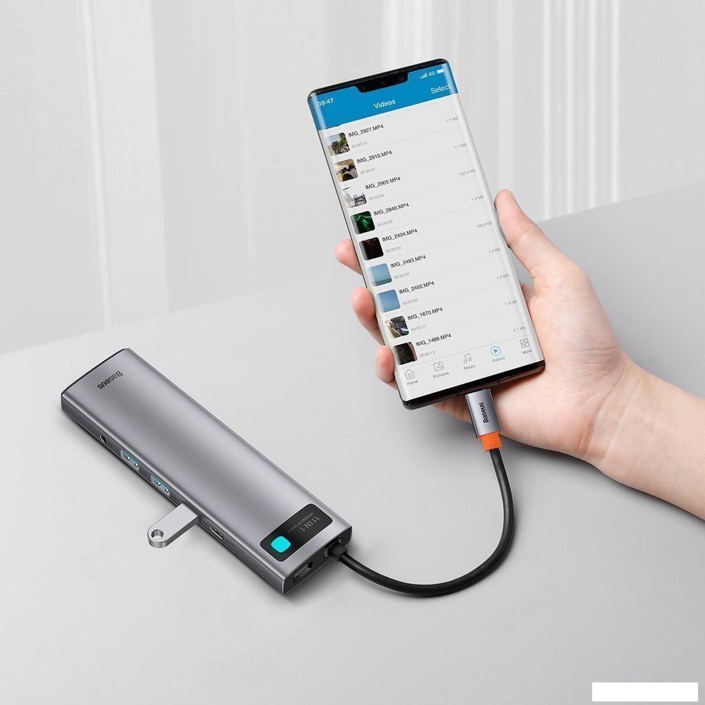 Док-станция Baseus Metal Gleam Series 11-in-1 Multifunctional HUB Type-C Hub Docking Station CAHUB-CT0G