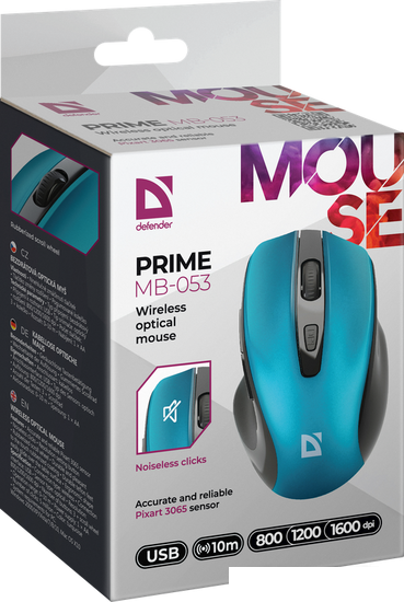Мышь Defender Prime MB-053 (бирюзовый)