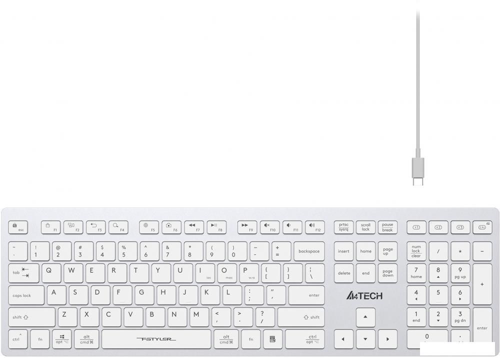 Клавиатура A4Tech Fstyler FBX50C (серебристый/белый)