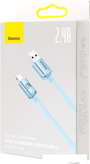 Кабель Baseus Crystal Shine USB Type-A - Lightning (1.2 м, голубой)