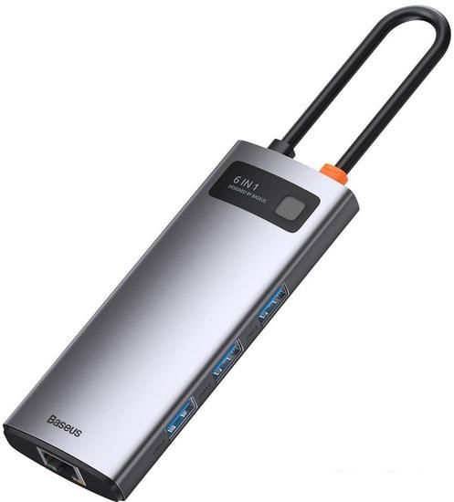 Док-станция Baseus Metal Gleam Series 6-in-1 Multifunctional USB Type C CAHUB-CW0G