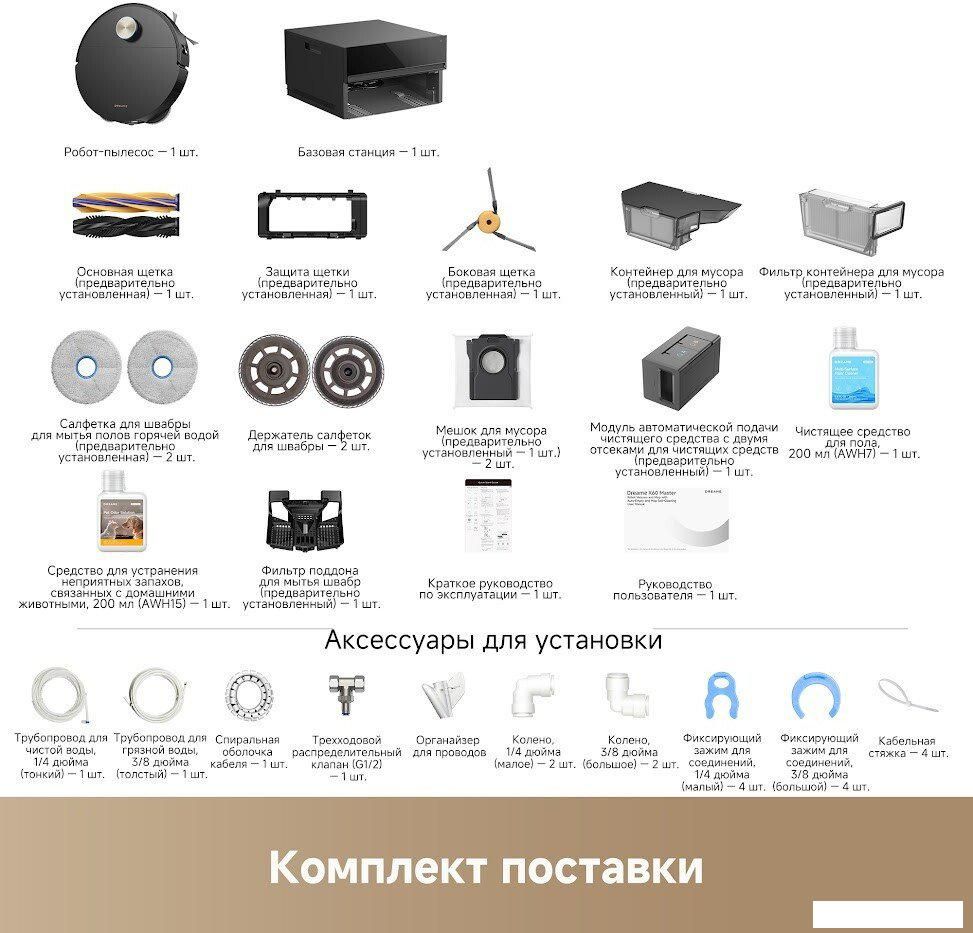 Робот-пылесос Dreame Robot Vacuum X60 Master Black RLX88DE (евровилка, черный)