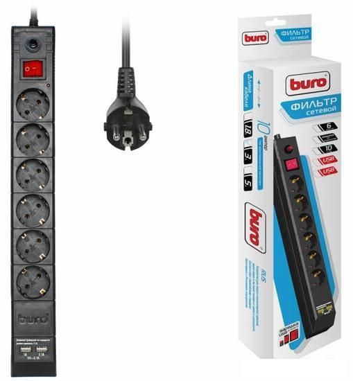 Стабилизаторы, сетевые фильтры, удлинители Buro BU-SP3_USB_2A-B