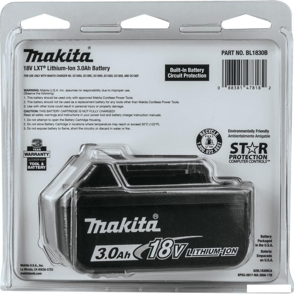 Аккумулятор Makita BL1830B (18В/3 а*ч)
