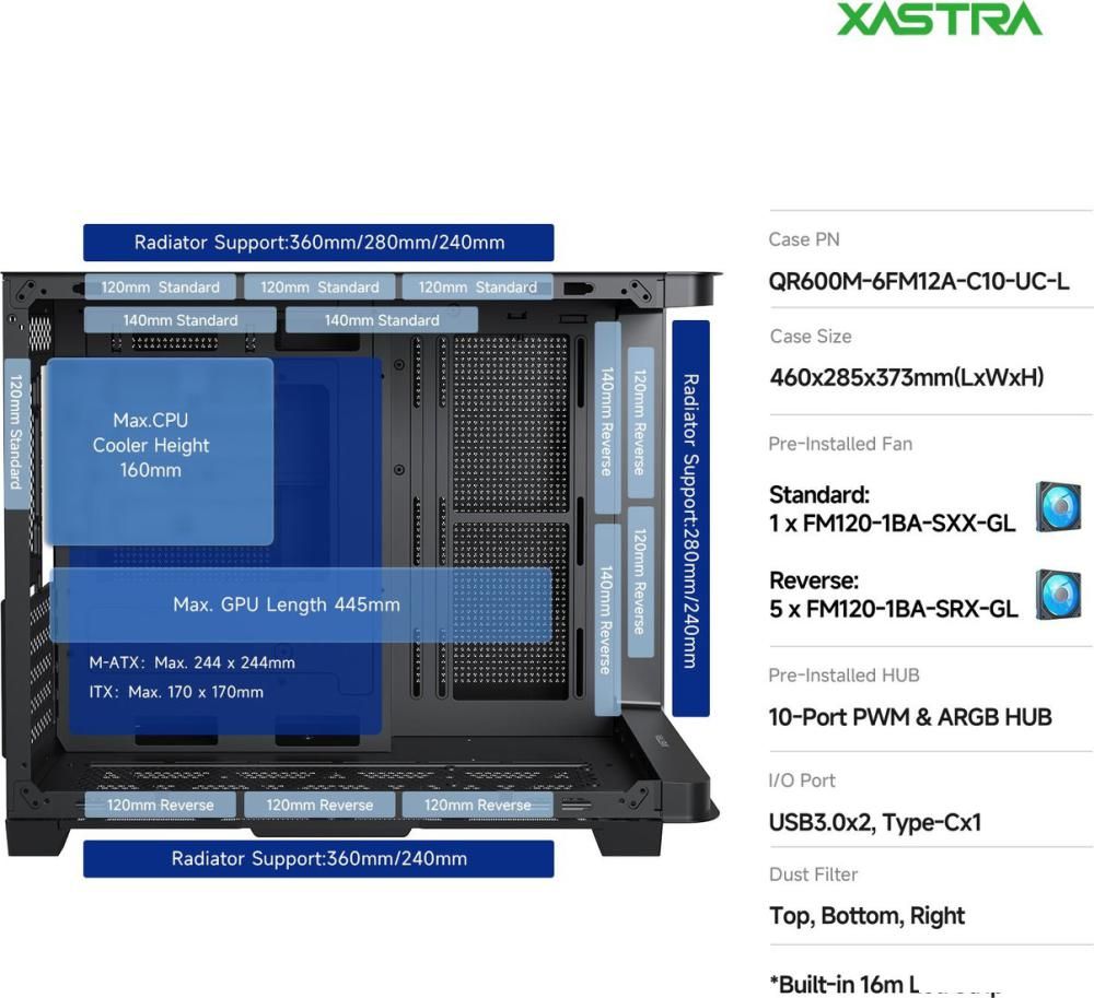 Корпус XASTRA QR600M 6ARGB C10-UC (черный)