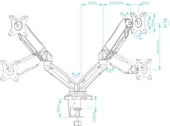 Кронштейн для монитора Onkron G160 (черный)