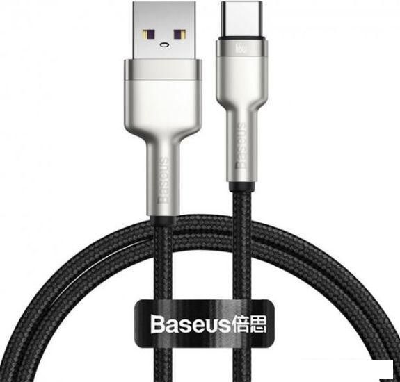 Кабели, адаптеры, разветвители Baseus Cafule Series Metal Data Cable USB Type-A - Type-C 66W CAKF000101 (1 м, черный)