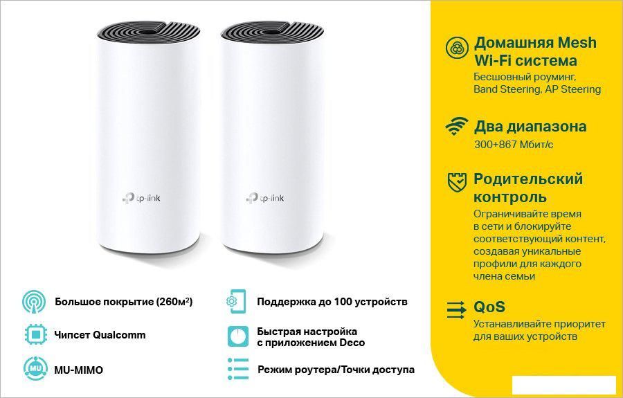 Wi-Fi система TP-Link Deco E4 (2 шт.)