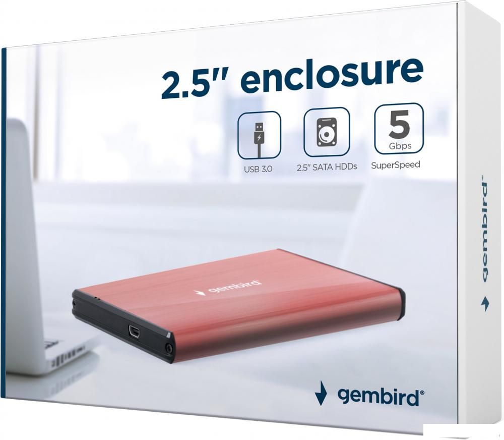 Бокс для накопителей 2.5" Gembird EE2-U3S-3-P (розовый)