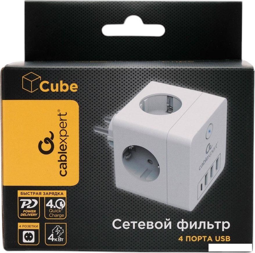 Сетевой фильтр Cablexpert CUBE-4-CU3-W