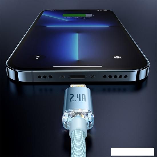 Кабель Baseus Crystal Shine USB Type-A - Lightning (1.2 м, голубой)