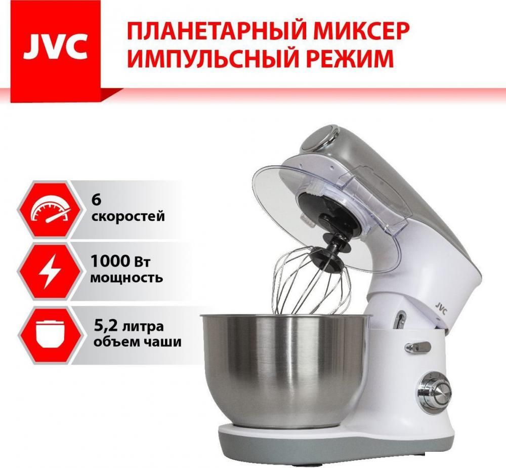 Кухонные комбайны, машины и планетарные миксеры JVC JK-MX510 (белый/серебристый)