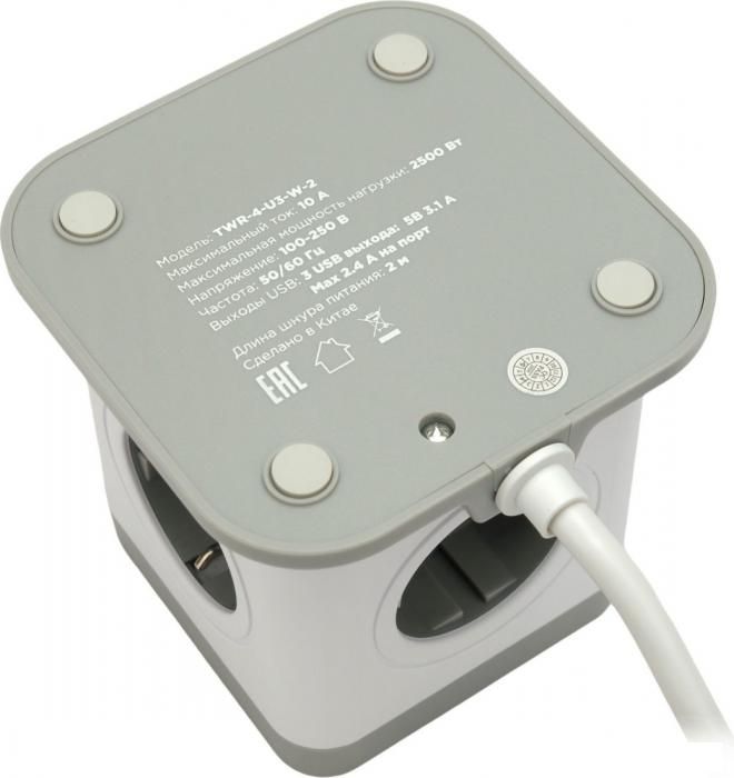 Сетевой фильтр Cablexpert TWR-4-U3-W-2