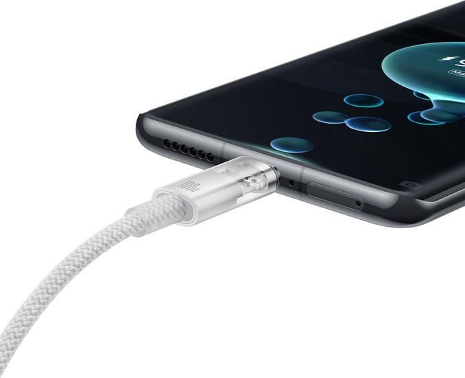Кабель Baseus Explorer Series Fast Charging Cable Auto Power-Off For Overheating 100W USB Type-C - USB Type-C (1 м, белый)